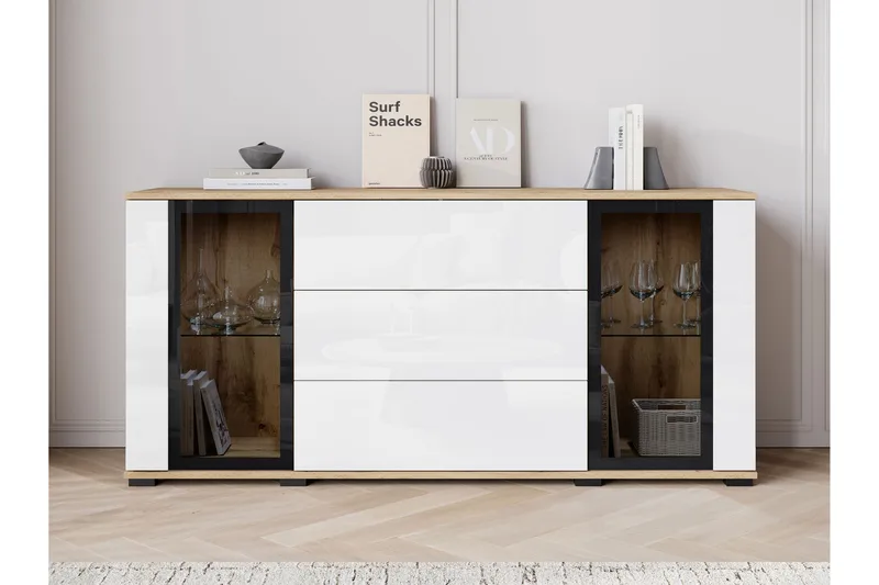 Gammel Skjenk 150x40 cm - Brun/Hvit - Oppbevaring - Oppbevaringsmøbler - Sideboard & skjenker