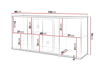 Gammel Skjenk 150x40 cm - Hvit - Oppbevaring - Oppbevaringsmøbler - Sideboard & skjenker