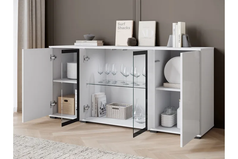 Gammel Skjenk 150x40 cm - Hvit/Rosa - Oppbevaring - Oppbevaringsmøbler - Sideboard & skjenker