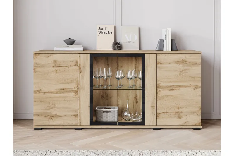 Gammel Skjenk 150x40 cm - Hvit/Rosa - Oppbevaring - Oppbevaringsmøbler - Sideboard & skjenker