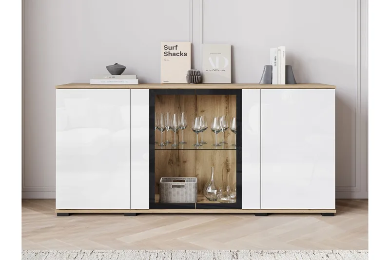 Gammel Skjenk 150x40 cm, Svart