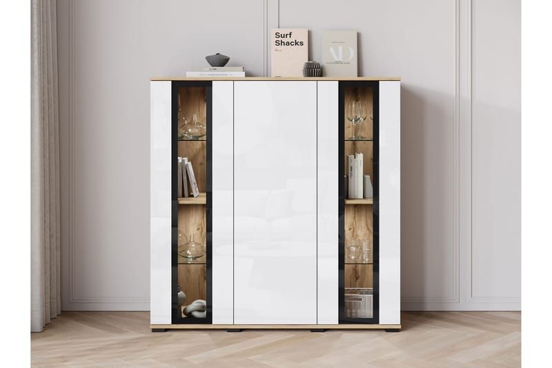 Gammelt Highboard, Brun/Hvit