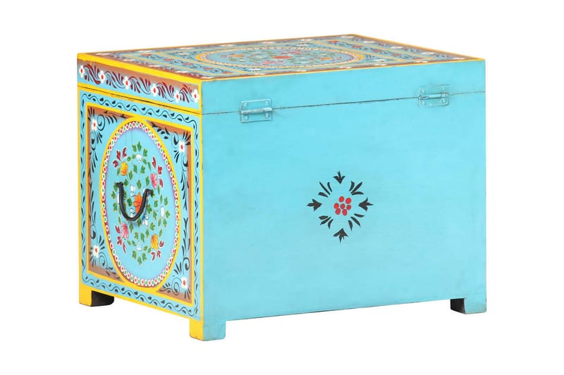 Håndmalt oppbevaringsboks 50x40x40 cm heltre mango - Flerfarget - Oppbevaring - Oppbevaringsmøbler - Oppbevaringskiste