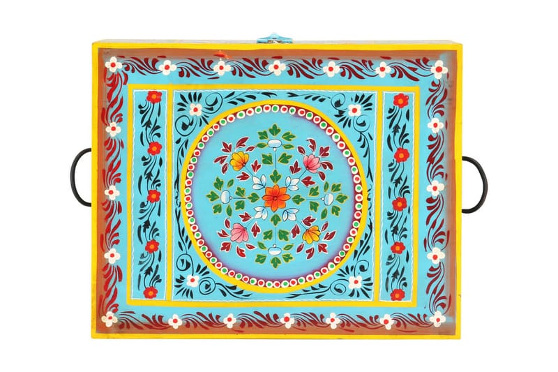 Håndmalt oppbevaringsboks 50x40x40 cm heltre mango - Flerfarget - Oppbevaring - Oppbevaringsmøbler - Oppbevaringskiste