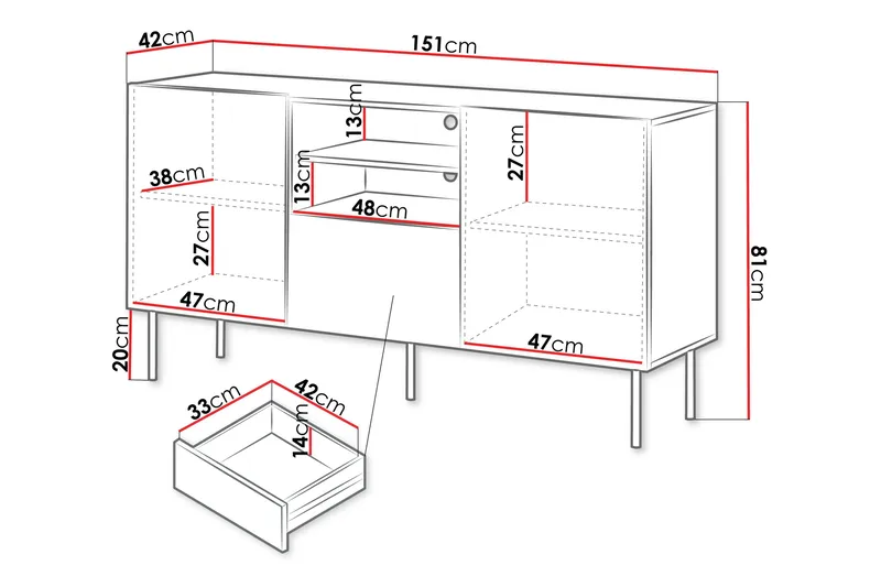 Hammarstrand Kommode 151 cm - Valnøtt - Oppbevaring - Oppbevaringsmøbler - Kommode