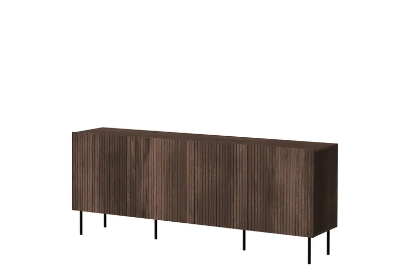 Hammarstrand Kommode Mørkt tre Bred 201 cm Høyde 81 cm Dybde 42 cm, Valnøtt / Ribbet / Brun