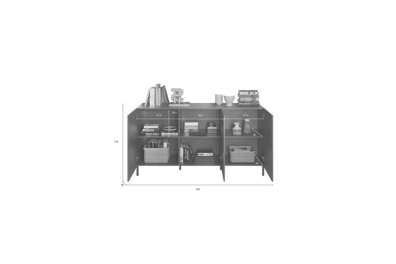 Hawell Skjenk 181 cm - Mørk grå - Oppbevaring - Oppbevaringsmøbler - Sideboard & skjenker