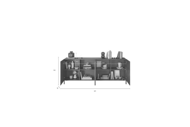 Hawell Skjenk 241 cm - Grå - Oppbevaring - Oppbevaringsmøbler - Sideboard & skjenker