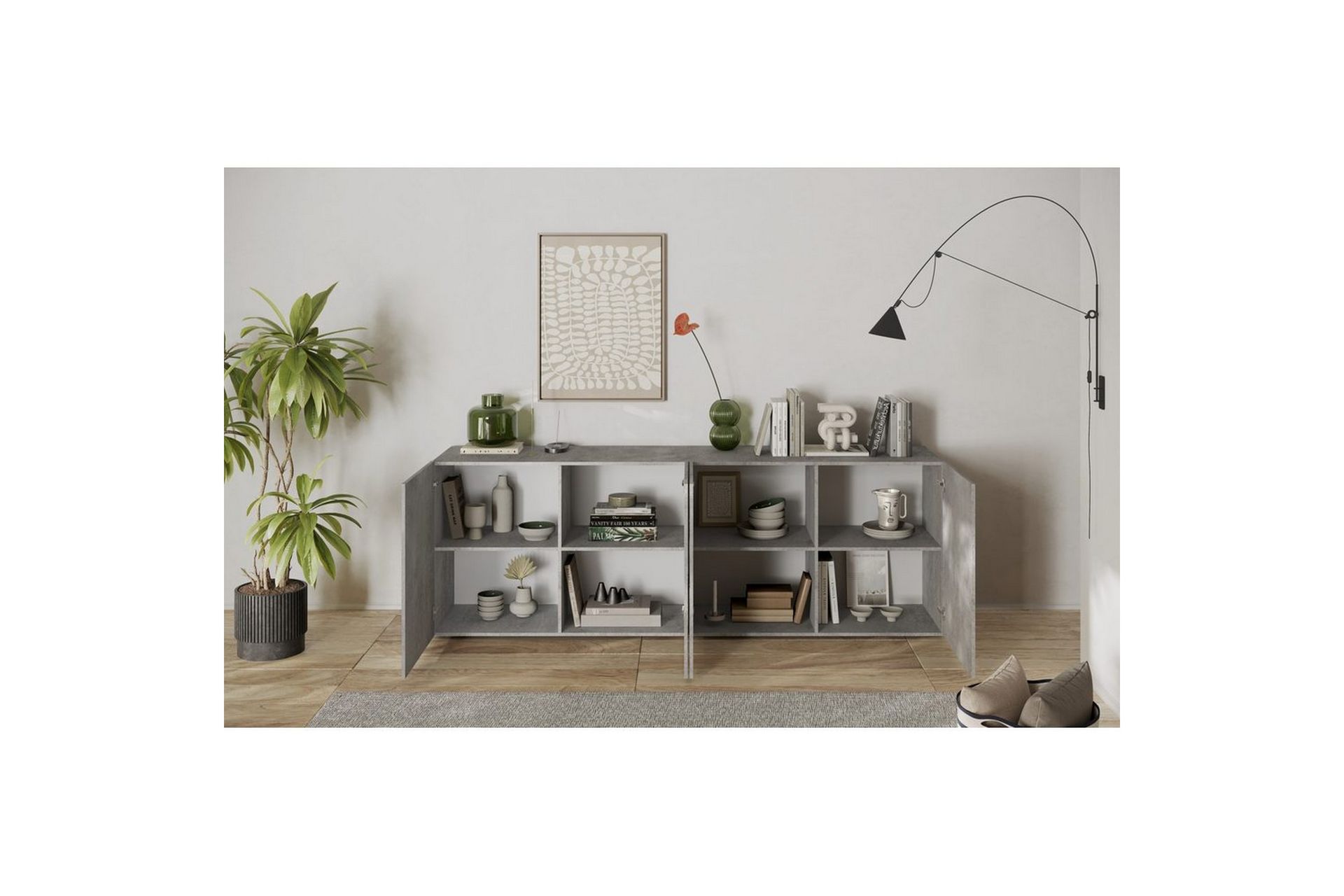 Hawell Skjenk 241 cm - Grå - Oppbevaring - Oppbevaringsmøbler - Sideboard & skjenker