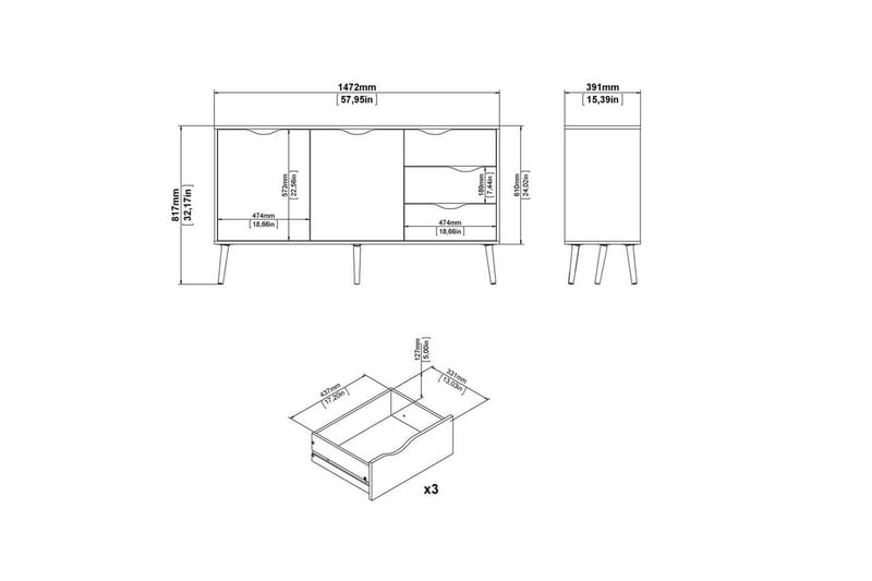 Hostafranc Skjenk 147,2x39,1 cm - Natur - Oppbevaring - Oppbevaringsmøbler - Sideboard & skjenker