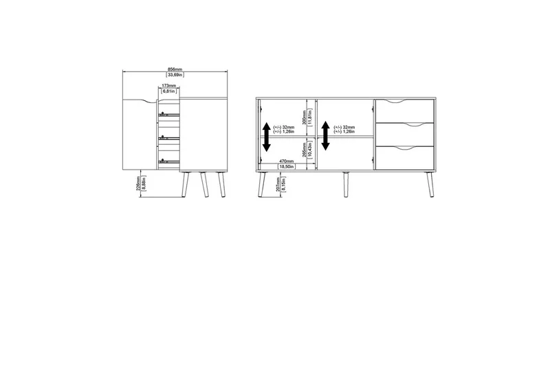 Hostafranc Skjenk 147,2x39,1 cm - Natur - Oppbevaring - Oppbevaringsmøbler - Sideboard & skjenker