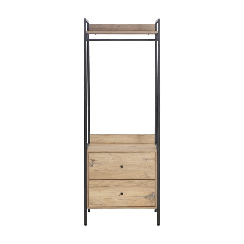 Hylle til entré HOME4YOU Hannes 64x40x180 cm rustikk melamin med skuffer - brun - Oppbevaring - Hyller - Hattehylle