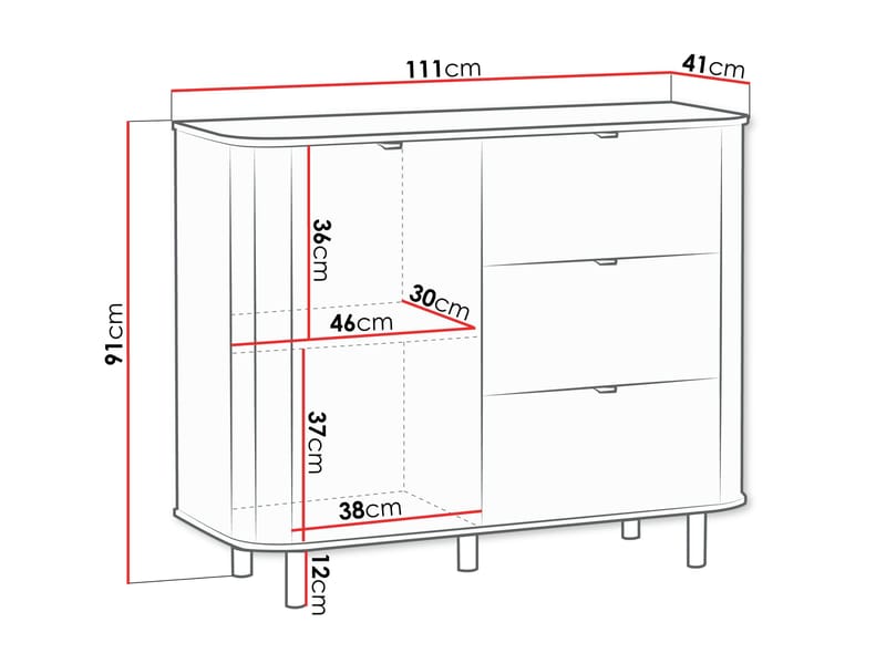 Joriel Skjenk 111 cm - Beige|svart - Oppbevaring - Oppbevaringsmøbler - Kommode