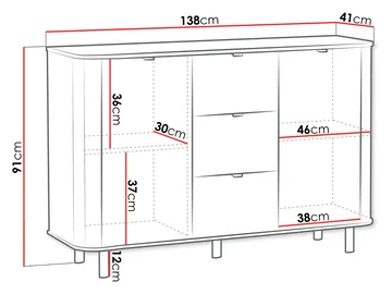 Joriel Skjenk 138 cm - Hvit - Oppbevaring - Oppbevaringsmøbler - Sideboard & skjenker