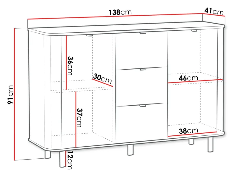 Joriel Skjenk 138 cm - Hvit - Oppbevaring - Oppbevaringsmøbler - Sideboard & skjenker