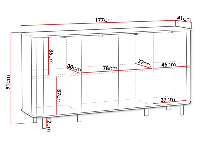 Joriel Skjenk 177 cm - Beige|svart - Oppbevaring - Oppbevaringsmøbler - Sideboard & skjenker