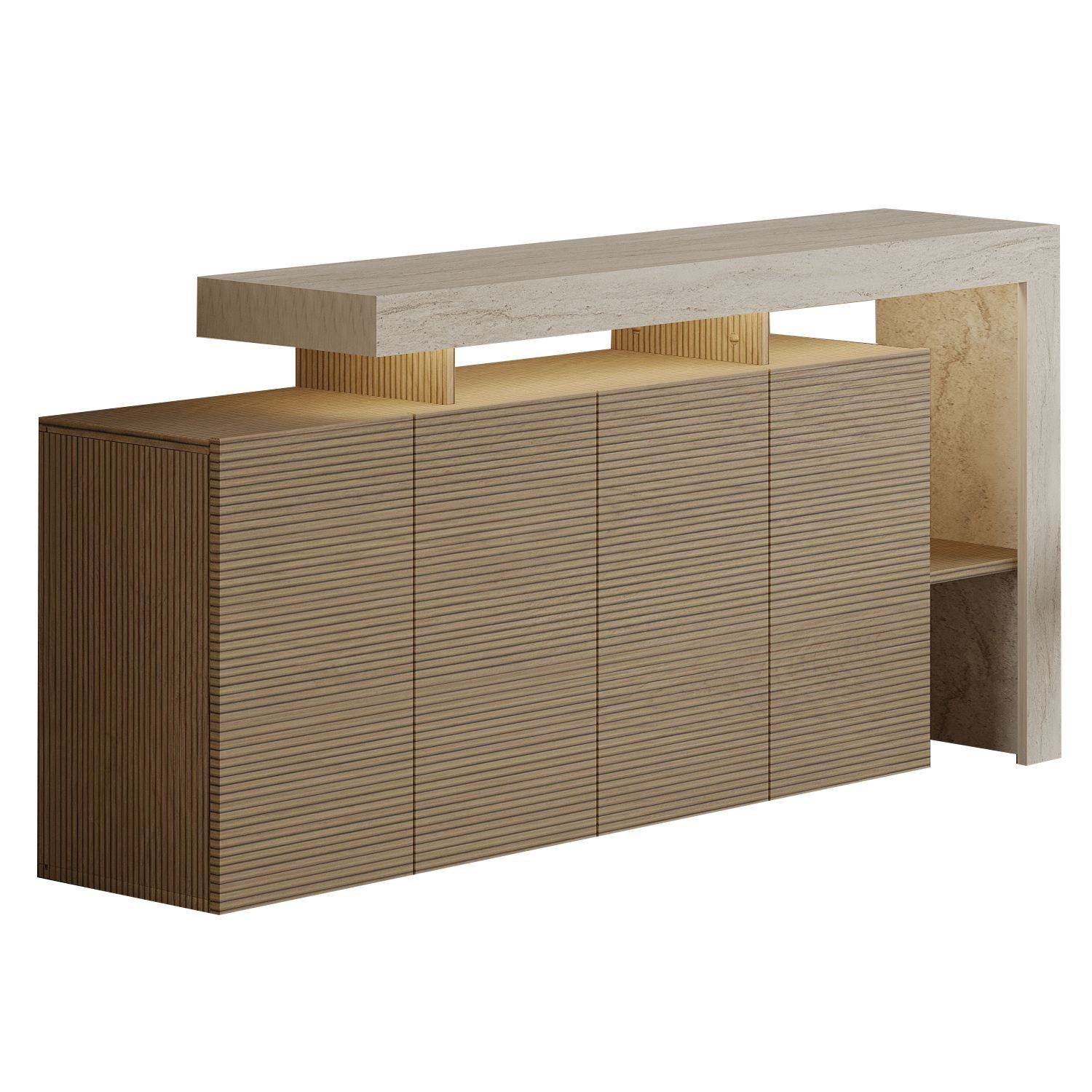 Jurukovo Konsoll 170x80x35 cm - Travertin og varm eik