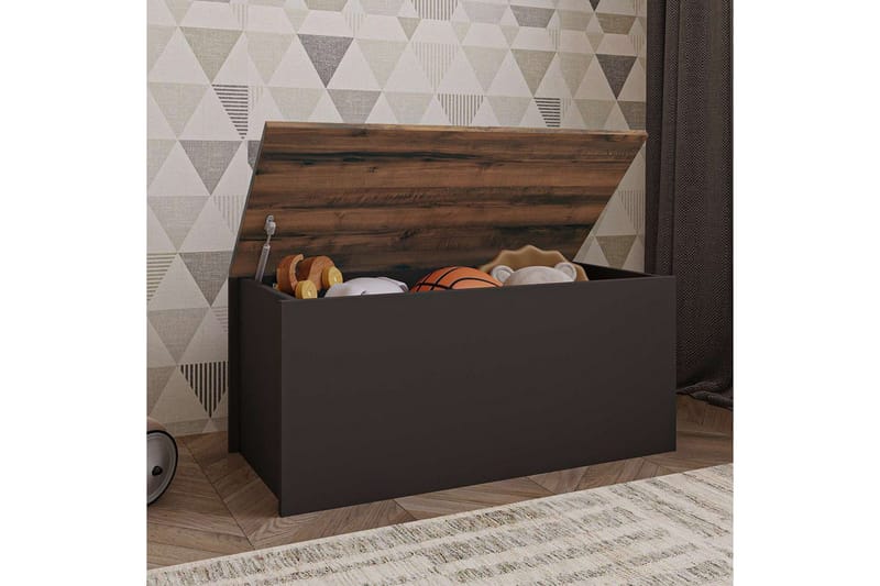 Kamiloba Hjørnekommode 90 cm - Antrasitt/Valnøtt - Oppbevaring - Oppbevaringsmøbler - Oppbevaringskiste