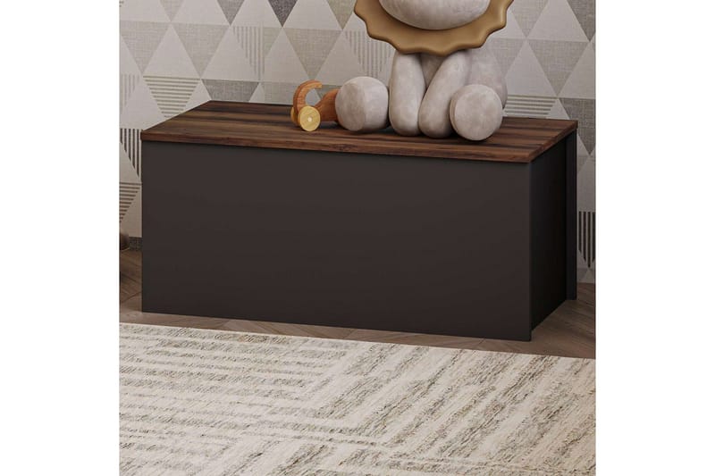 Kamiloba Hjørnekommode 90 cm - Antrasitt/Valnøtt - Oppbevaring - Oppbevaringsmøbler - Oppbevaringskiste