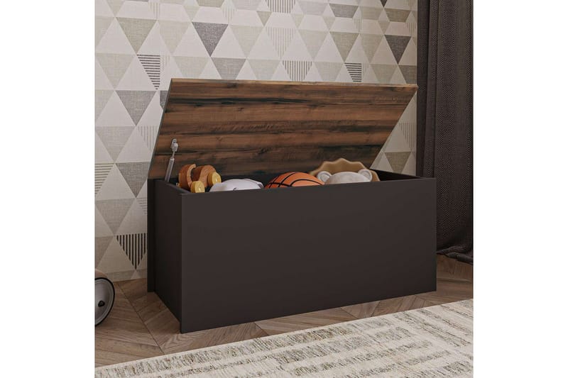 Kamiloba Hjørnekommode 90 cm - Antrasitt/Valnøtt - Oppbevaring - Oppbevaringsmøbler - Kommode