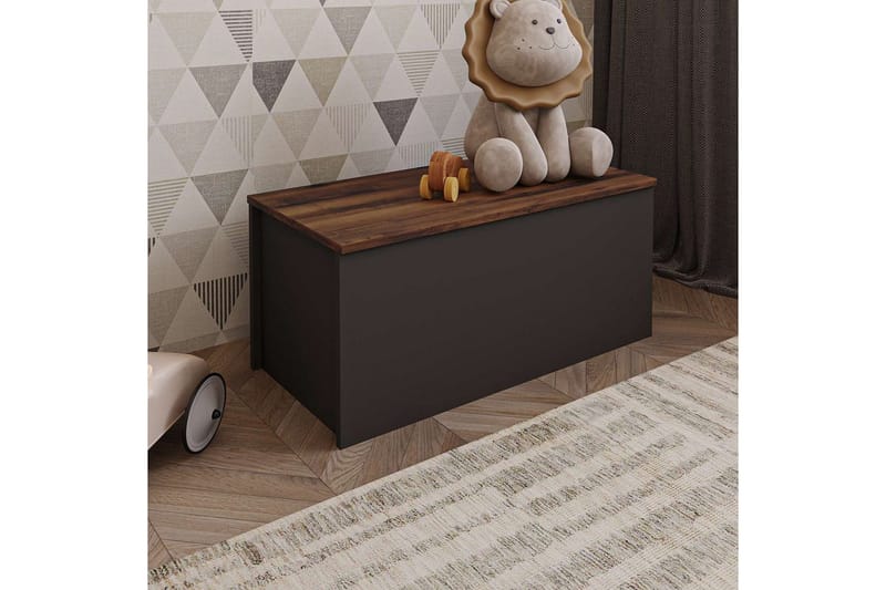 Kamiloba Hjørnekommode 90 cm - Antrasitt/Valnøtt - Oppbevaring - Oppbevaringsmøbler - Oppbevaringskiste