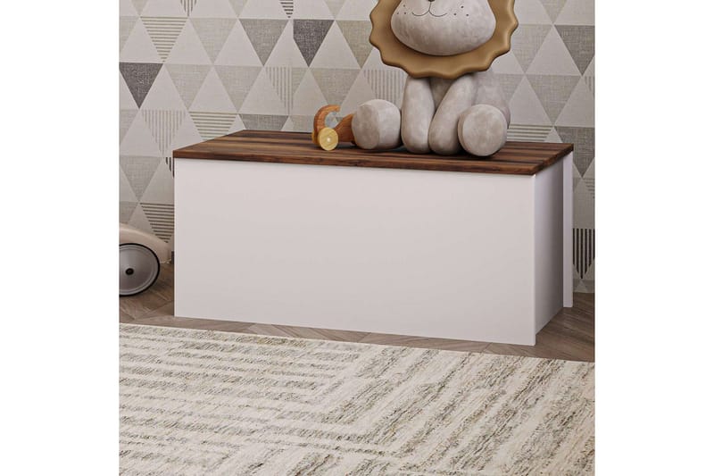 Kamiloba Hjørnekommode 90 cm - Hvit/Valnøtt - Oppbevaring - Oppbevaringsmøbler - Oppbevaringskiste