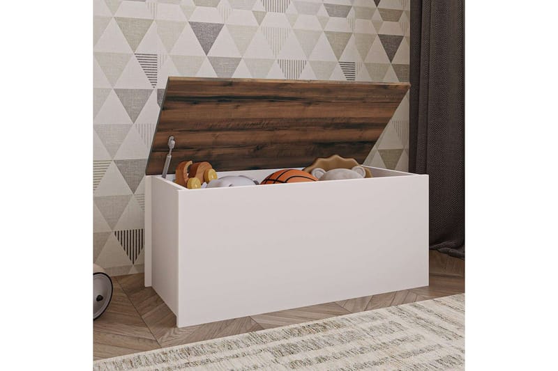 Kamiloba Hjørnekommode 90 cm - Hvit/Valnøtt - Oppbevaring - Oppbevaringsmøbler - Oppbevaringskiste