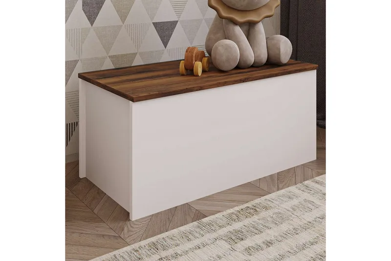 Kamiloba Hjørnekommode 90 cm - Hvit/Valnøtt - Oppbevaring - Oppbevaringsmøbler - Oppbevaringskiste