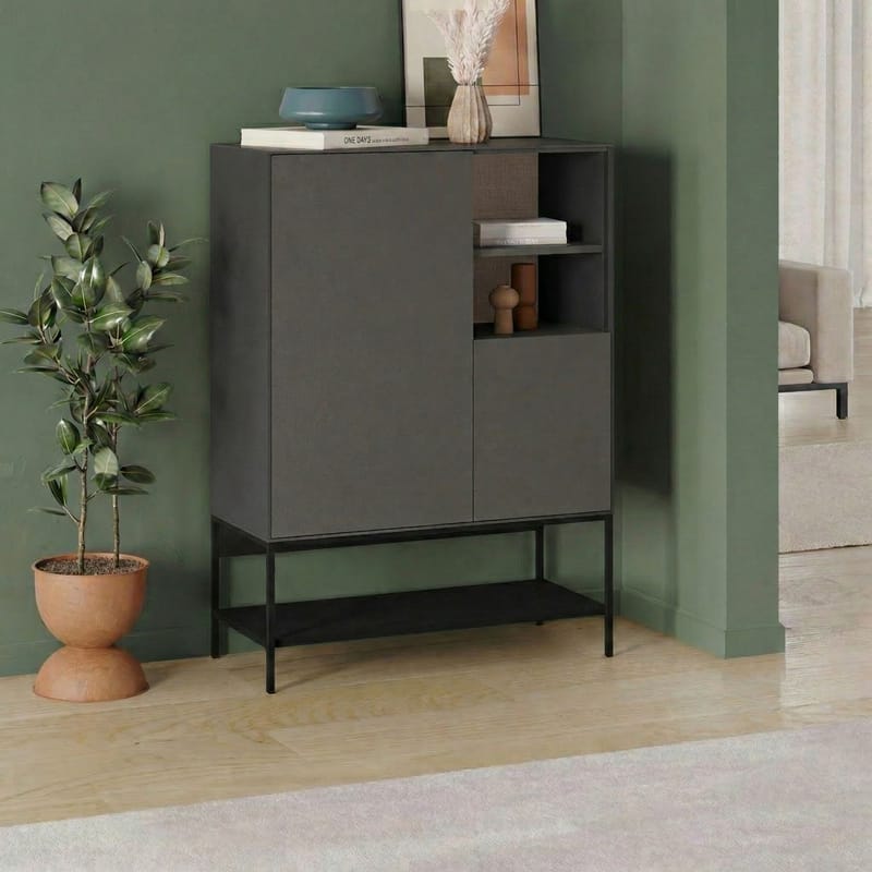 Kenvor Skjenk 90x125x40 cm - Antrasitt/Tre/Svart - Oppbevaring - Oppbevaringsmøbler - Sideboard & skjenker
