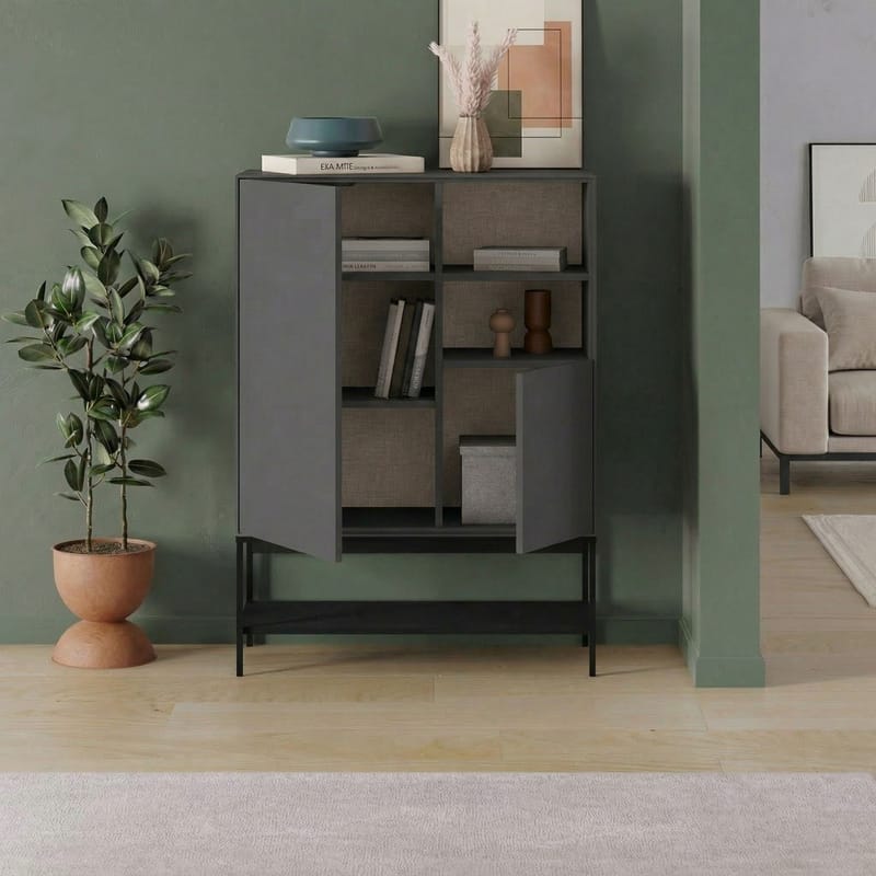 Kenvor Skjenk 90x125x40 cm - Antrasitt/Tre/Svart - Oppbevaring - Oppbevaringsmøbler - Sideboard & skjenker