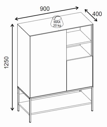 Kenvor Skjenk 90x125x40 cm - Antrasitt/Tre/Svart - Oppbevaring - Oppbevaringsmøbler - Sideboard & skjenker