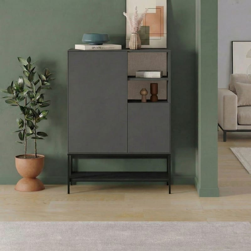 Kenvor Skjenk 90x125x40 cm - Antrasitt/Tre/Svart - Oppbevaring - Oppbevaringsmøbler - Sideboard & skjenker