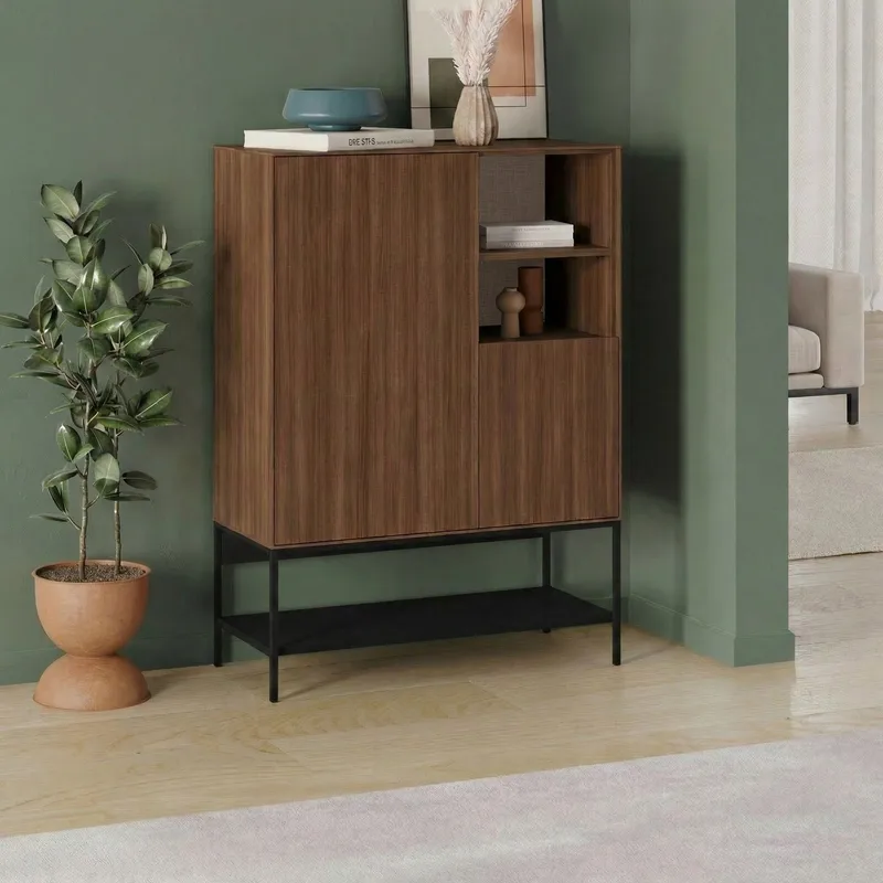 Kenvor Skjenk 90x125x40 cm - Milano Walnut, Wood Black, Black - Oppbevaring - Oppbevaringsmøbler - Sideboard & skjenker