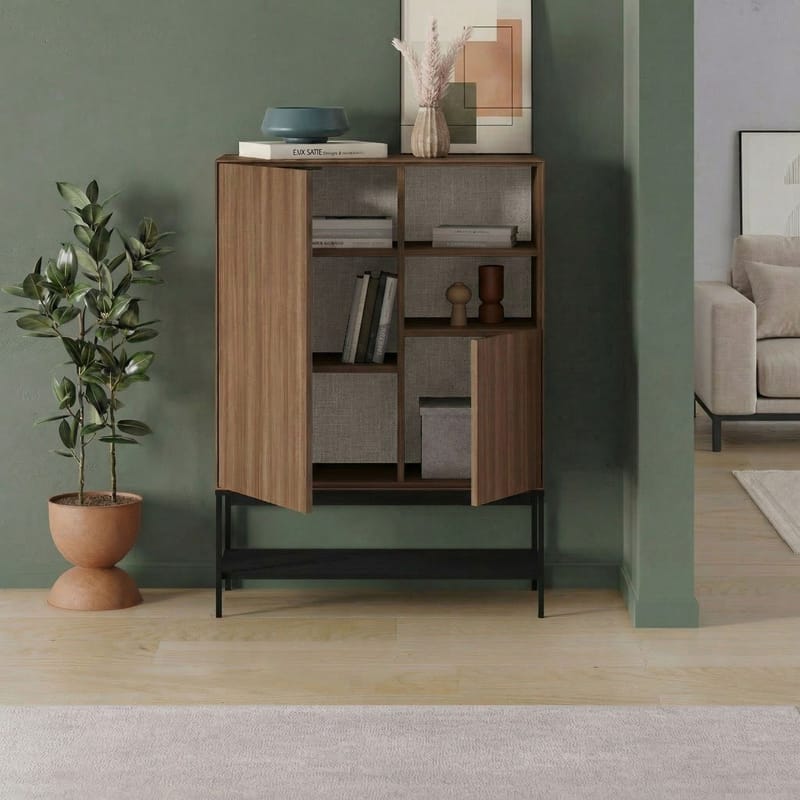 Kenvor Skjenk 90x125x40 cm - Milano Walnut, Wood Black, Black - Oppbevaring - Oppbevaringsmøbler - Sideboard & skjenker