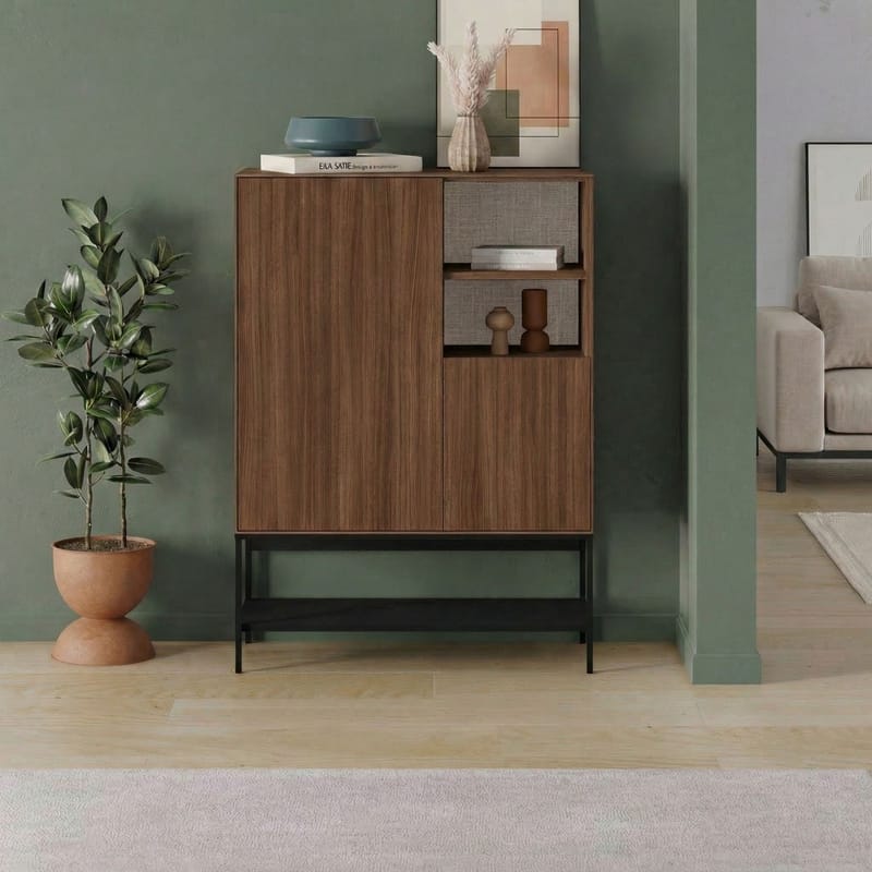 Kenvor Skjenk 90x125x40 cm - Milano Walnut, Wood Black, Black - Oppbevaring - Oppbevaringsmøbler - Sideboard & skjenker