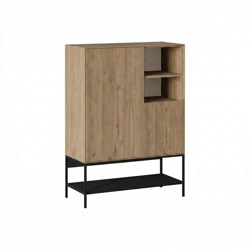 Kenvor Skjenk 90x125x40 cm - Naturlig eik Tre svart Svart - Oppbevaring - Oppbevaringsmøbler - Sideboard & skjenker
