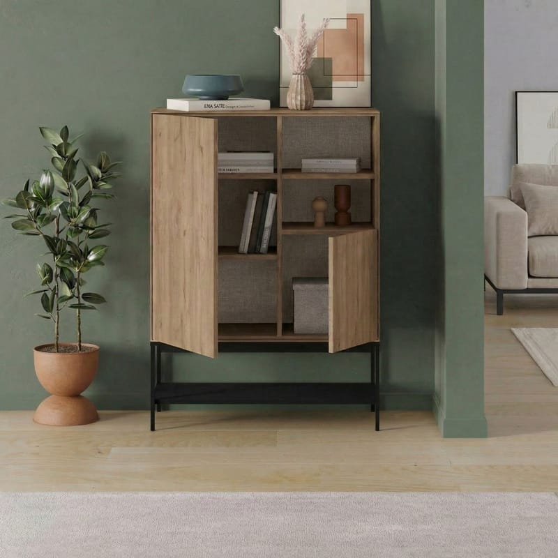 Kenvor Skjenk 90x125x40 cm - Naturlig eik Tre svart Svart - Oppbevaring - Oppbevaringsmøbler - Sideboard & skjenker