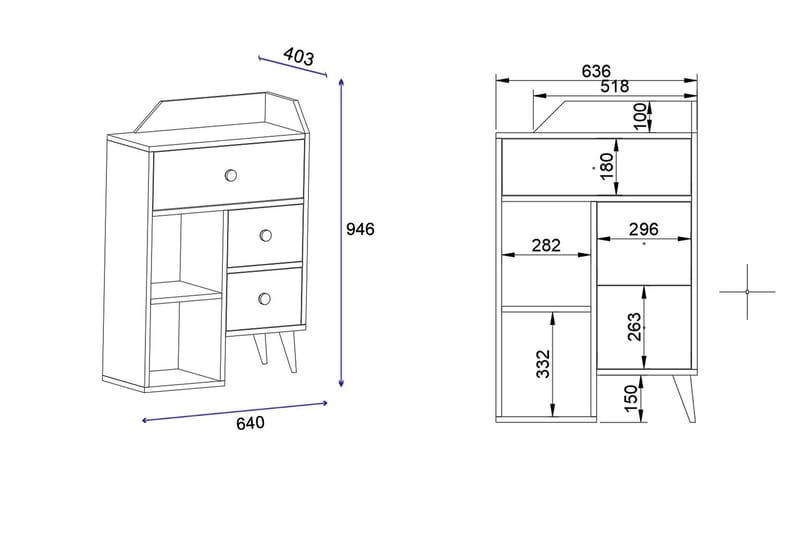 Hafing Kommode 64x94,6 cm Svart/Brun - Hanah Home - Oppbevaring - Oppbevaringsmøbler - Kommode - Entrekommode