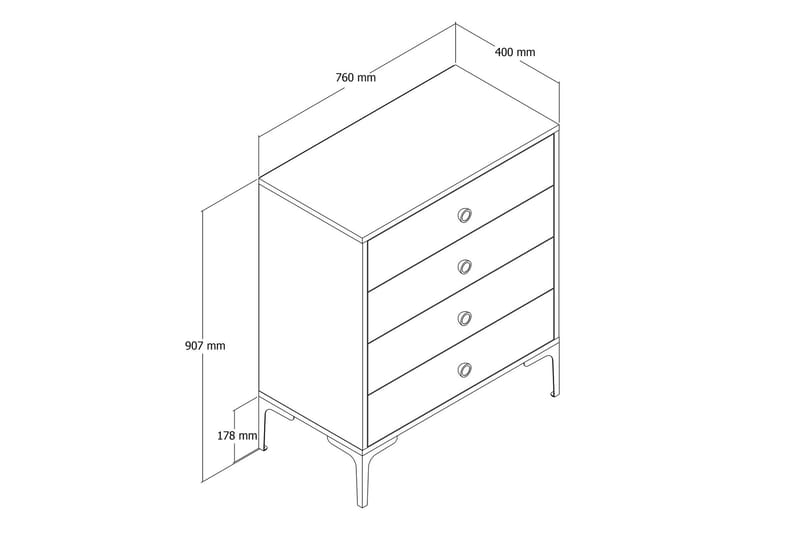 Ameias Kommode 76x90,7 cm Hvit - Hanah Home - Oppbevaring - Oppbevaringsmøbler - Kommode - Entrekommode