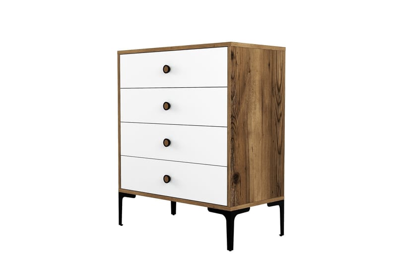 Ameias Kommode 76x90,7 cm Brun/Hvit - Hanah Home - Oppbevaring - Oppbevaringsmøbler - Kommode - Entrekommode