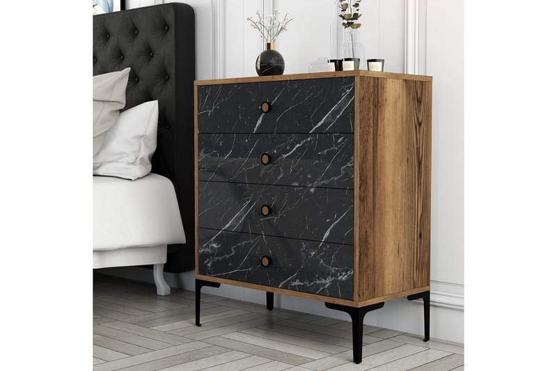 Ameias Kommode 76x90,7 cm Brun/Svart - Hanah Home - Oppbevaring - Oppbevaringsmøbler - Kommode - Entrekommode