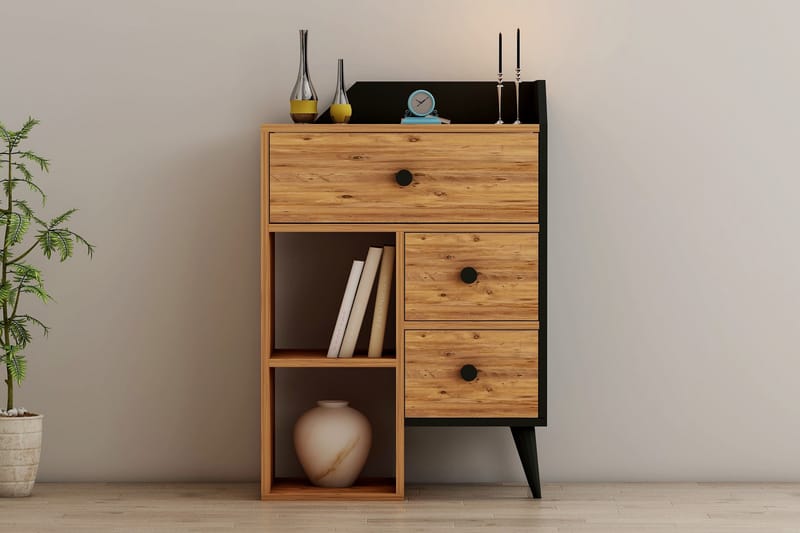 Hafing Kommode 64x94,6 cm Svart/Brun - Hanah Home - Oppbevaring - Oppbevaringsmøbler - Kommode - Entrekommode