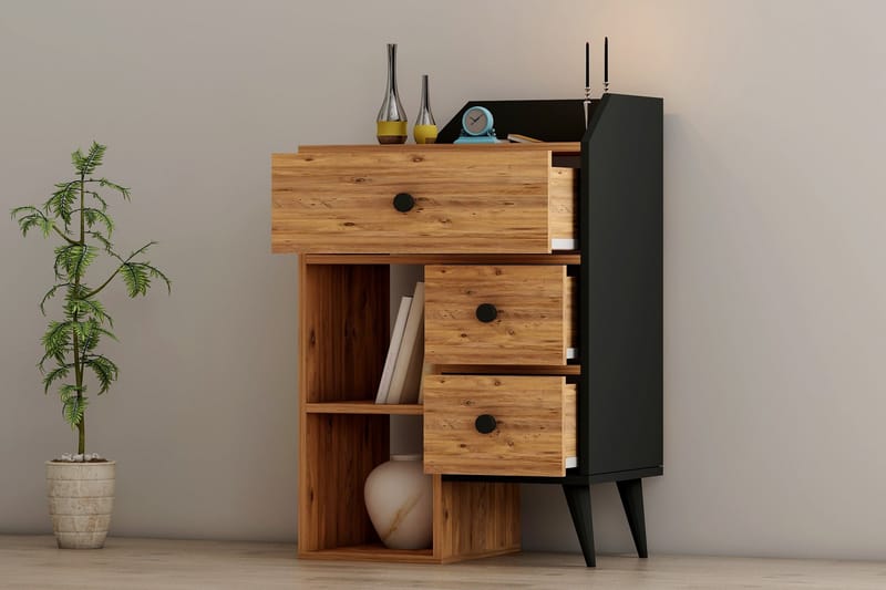 Hafing Kommode 64x94,6 cm Svart/Brun - Hanah Home - Oppbevaring - Oppbevaringsmøbler - Kommode - Entrekommode