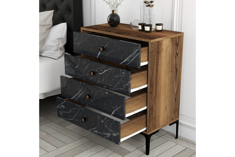 Ameias Kommode 76x90,7 cm Brun/Svart - Hanah Home - Oppbevaring - Oppbevaringsmøbler - Kommode - Entrekommode