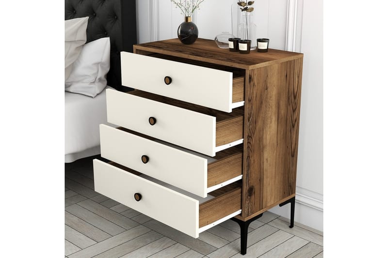 Ameias Kommode 76x90,7 cm Brun/Beige - Hanah Home - Oppbevaring - Oppbevaringsmøbler - Kommode - Entrekommode