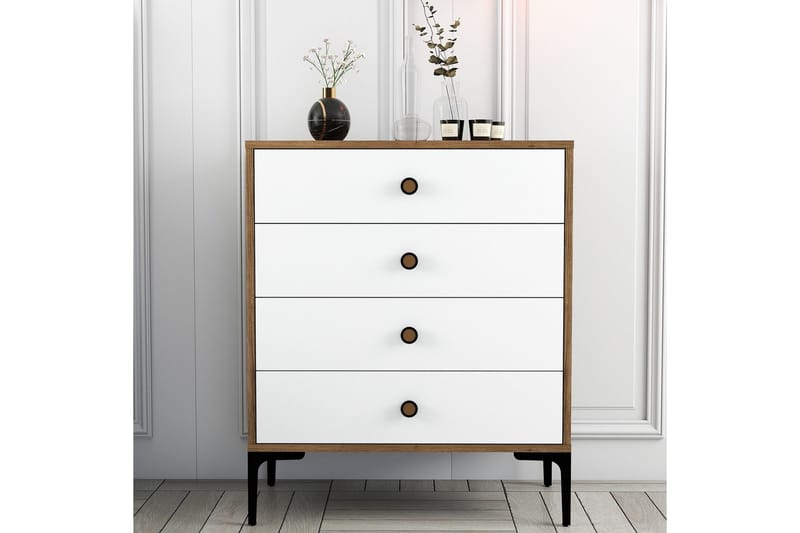 Ameias Kommode 76x90,7 cm Brun/Hvit - Hanah Home - Oppbevaring - Oppbevaringsmøbler - Kommode - Entrekommode