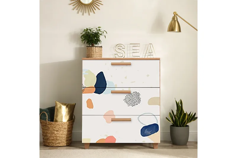 Leva Kommode 80x95 cm Brun/Hvit - Hanah Home - Oppbevaring - Oppbevaringsmøbler - Kommode - Entrekommode