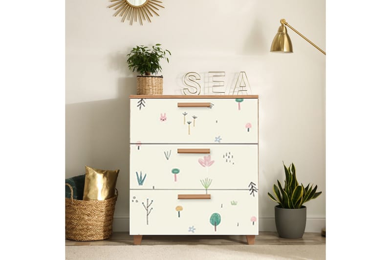 Leva Kommode 80x95 cm Brun/Hvit - Hanah Home - Oppbevaring - Oppbevaringsmøbler - Kommode - Entrekommode