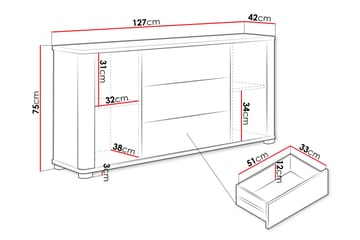 Afarin Kommode 127 cm - Brun - Oppbevaring - Oppbevaringsmøbler - Kommode