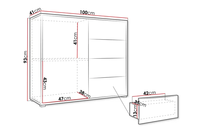 Agawal Kommode 100 cm - Beige - Oppbevaring - Oppbevaringsmøbler - Kommode - Entrekommode